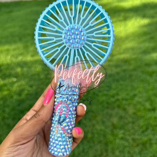 Blue Personalized Bling Fan